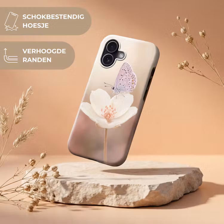 Vlinder - Bloem - Blauw Toughcase MagSafe Apple iPhone 17 klein -USP_RandenV_NL
