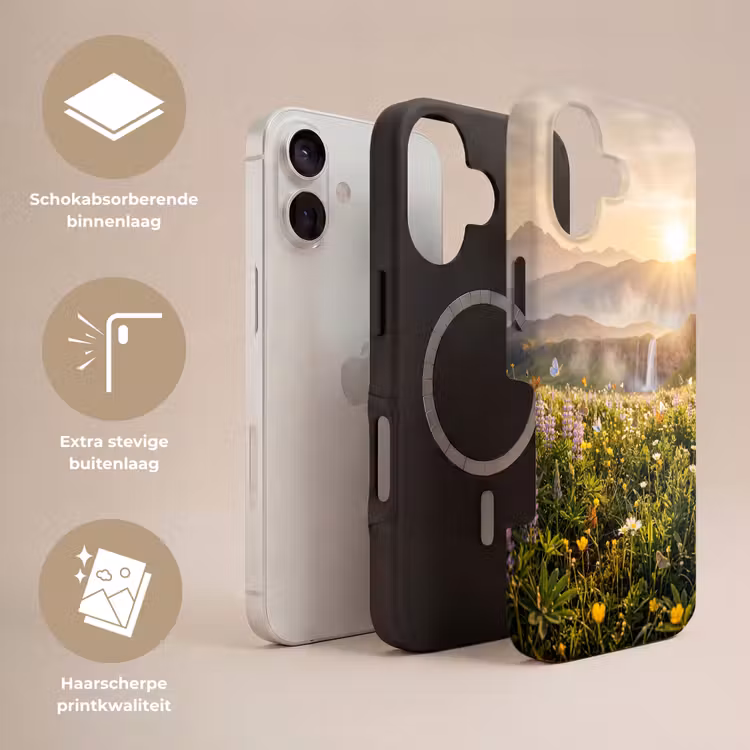 Vlinders - Waterval - Bloemenveld Toughcase MagSafe Apple iPhone 17 klein -USP_Lagen_NL