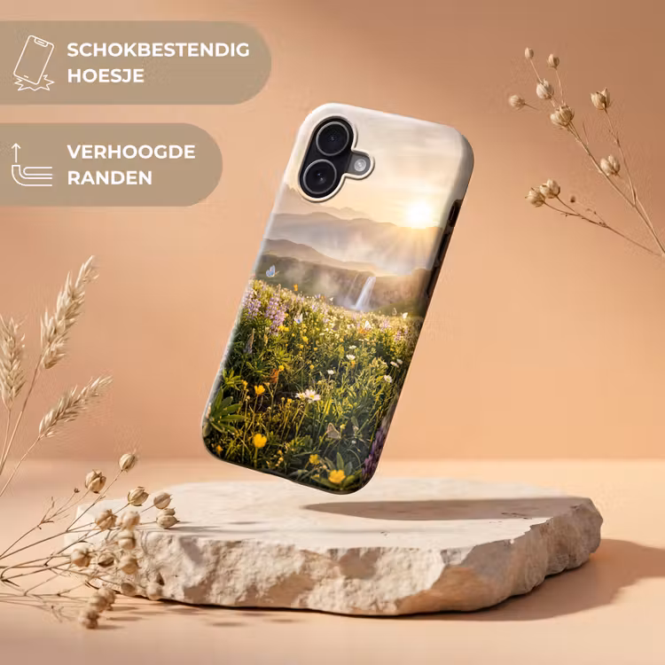 Vlinders - Waterval - Bloemenveld Toughcase MagSafe Apple iPhone 17 klein -USP_RandenV_NL