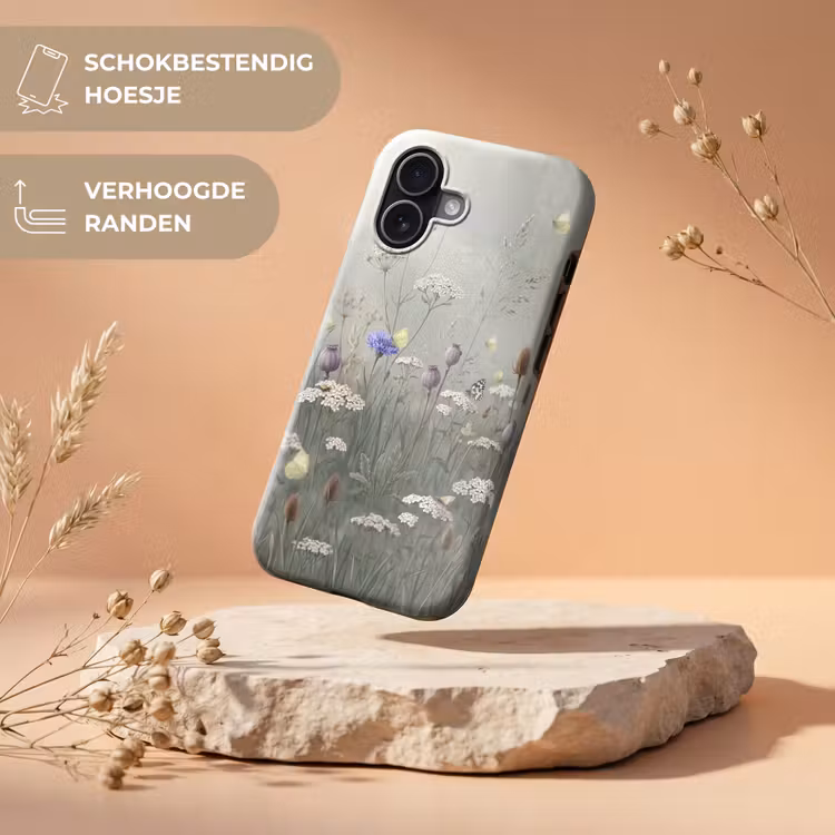 Vlinders - Wildbloemen - Illustratie - Kleurrijk Toughcase MagSafe Apple iPhone 17 klein -USP_RandenV_NL