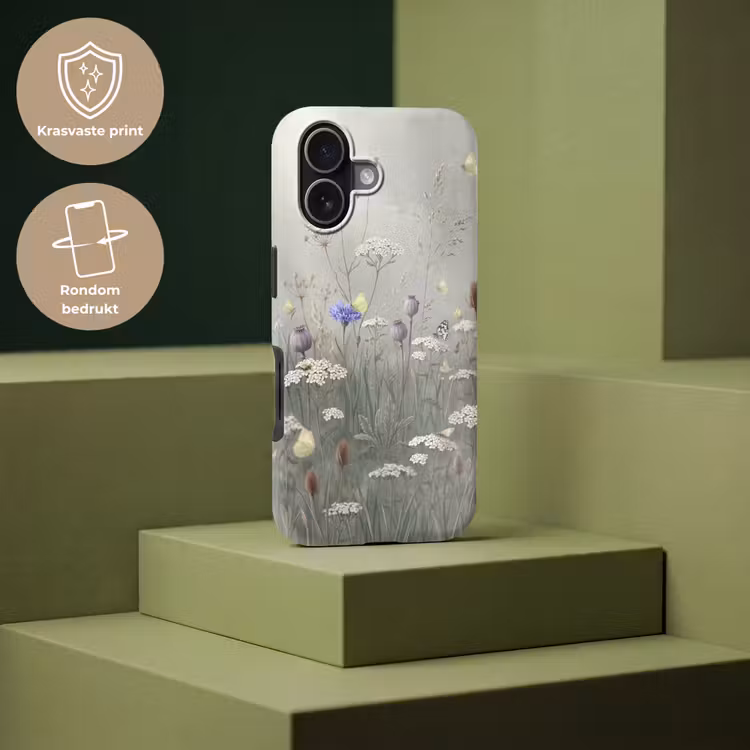 Vlinders - Wildbloemen - Illustratie - Kleurrijk Toughcase MagSafe Apple iPhone 17 klein -USP_PrintM_NL