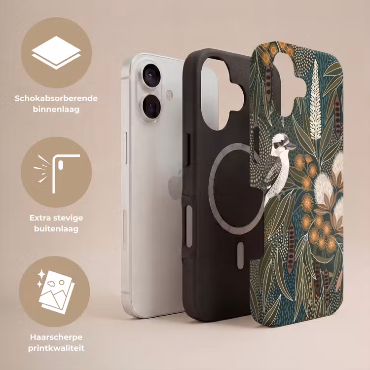 Vogel - Bladeren - Natuur - Illustratie - Groen Toughcase MagSafe Apple iPhone 17 klein -USP_Lagen_NL