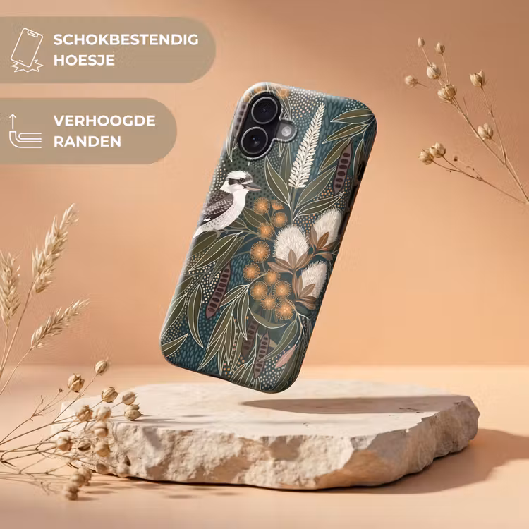 Vogel - Bladeren - Natuur - Illustratie - Groen Toughcase MagSafe Apple iPhone 17 klein -USP_RandenV_NL