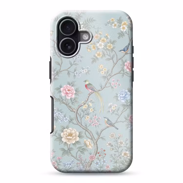 Vogel - Bloemen - Kleurrijk Toughcase MagSafe Apple iPhone 17 klein -3d