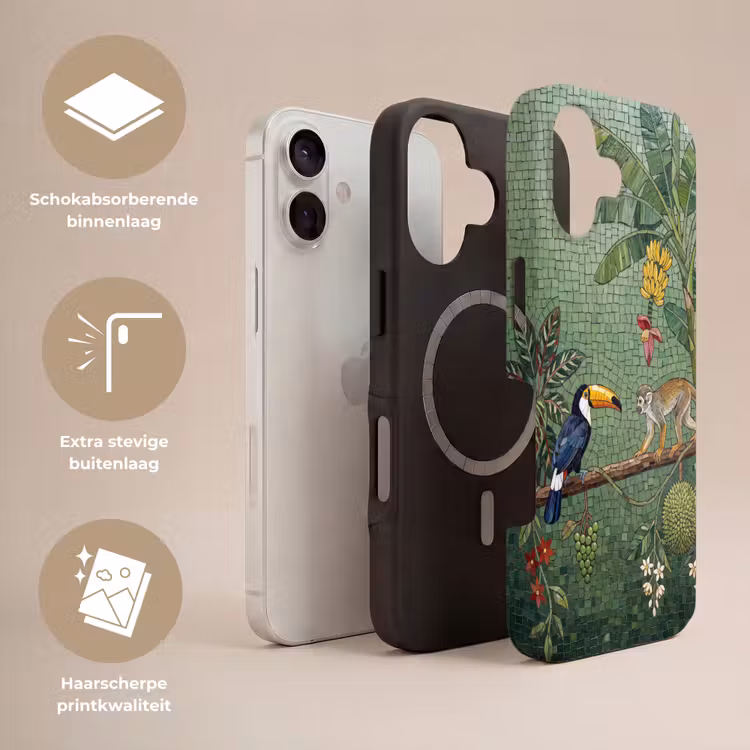 Vogel - Dier - Jungle - Mozaïek - Natuur Toughcase MagSafe Apple iPhone 17 klein -USP_Lagen_NL