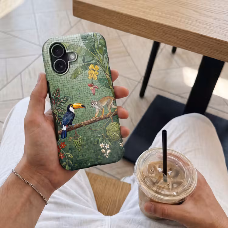 Vogel - Dier - Jungle - Mozaïek - Natuur Toughcase MagSafe Apple iPhone 17 klein -Sfeer1M