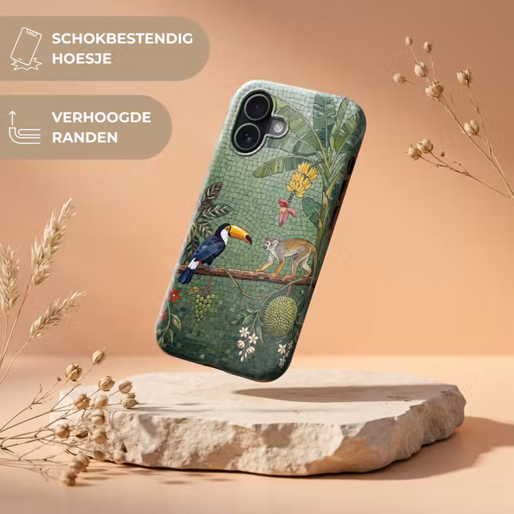 Vogel - Dier - Jungle - Mozaïek - Natuur Toughcase MagSafe Apple iPhone 17 klein -USP_RandenV_NL