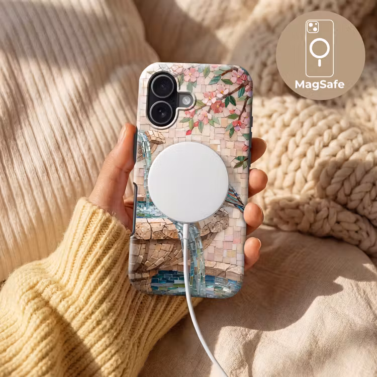 Vogel - fontein - mozaiek - kleurrijk - dieren Toughcase MagSafe Apple iPhone 17 klein -USP_MagsafeV