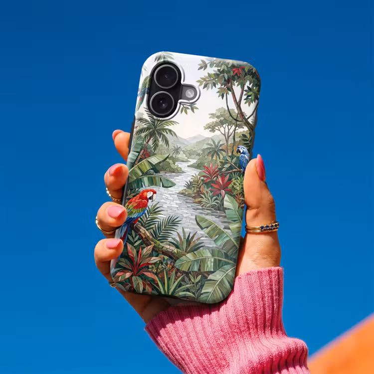 Vogel - Jungle - Natuur - Mozaïek - Groen Toughcase MagSafe Apple iPhone 17 klein -Sfeer1V