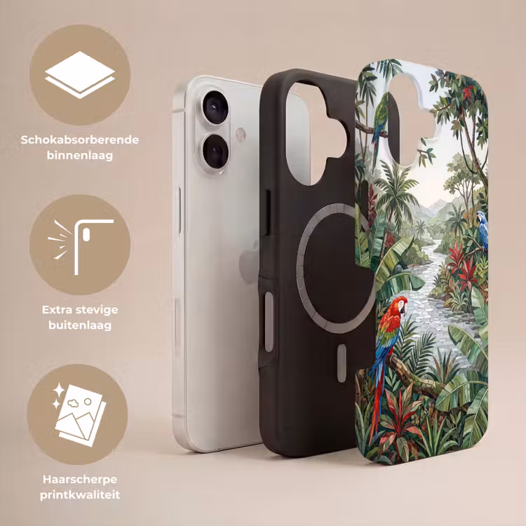 Vogel - Jungle - Natuur - Mozaïek - Groen Toughcase MagSafe Apple iPhone 17 klein -USP_Lagen_NL