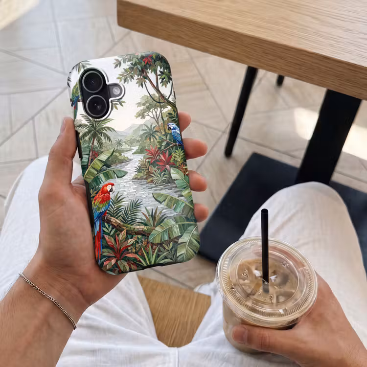 Vogel - Jungle - Natuur - Mozaïek - Groen Toughcase MagSafe Apple iPhone 17 klein -Sfeer1M