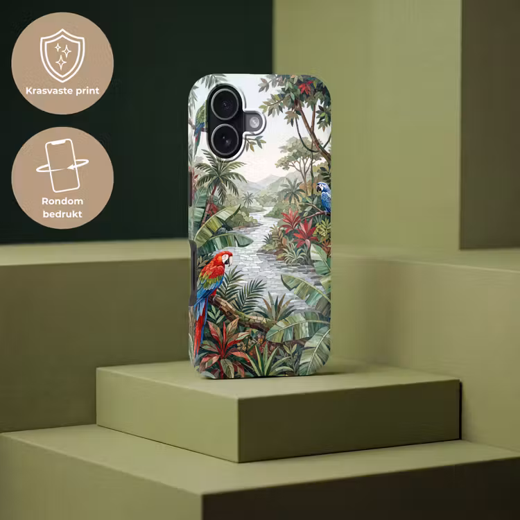 Vogel - Jungle - Natuur - Mozaïek - Groen Toughcase MagSafe Apple iPhone 17 klein -USP_PrintM_NL