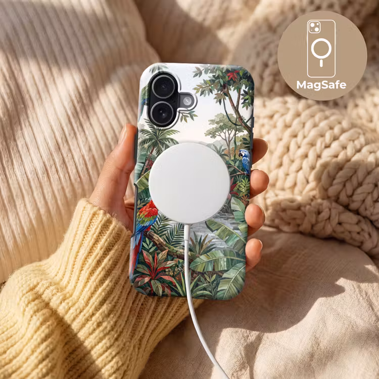 Vogel - Jungle - Natuur - Mozaïek - Groen Toughcase MagSafe Apple iPhone 17 klein -USP_MagsafeV