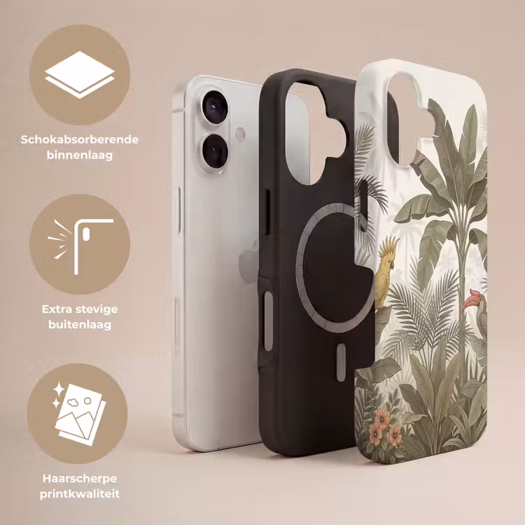 Vogel - Jungle - Tropisch - Illustratie - Groen Toughcase MagSafe Apple iPhone 17 klein -USP_Lagen_NL