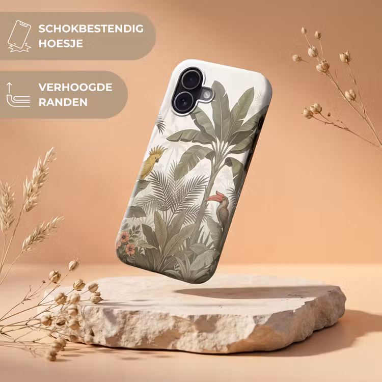 Vogel - Jungle - Tropisch - Illustratie - Groen Toughcase MagSafe Apple iPhone 17 klein -USP_RandenV_NL
