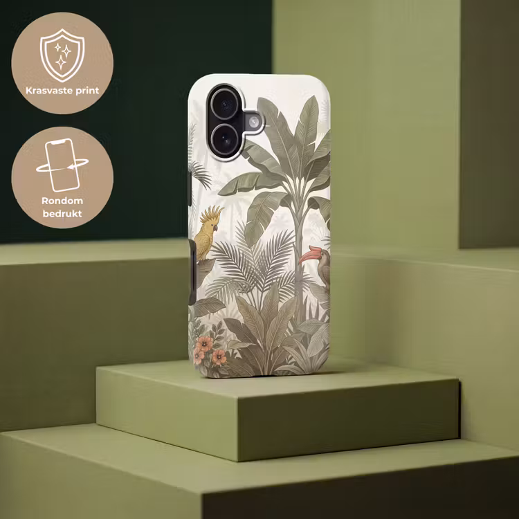 Vogel - Jungle - Tropisch - Illustratie - Groen Toughcase MagSafe Apple iPhone 17 klein -USP_PrintM_NL