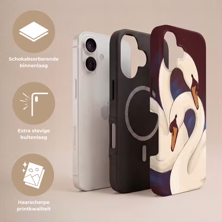 Vogel - Koppel - Liefde - Abstract - Wit Toughcase MagSafe Apple iPhone 17 klein -USP_Lagen_NL