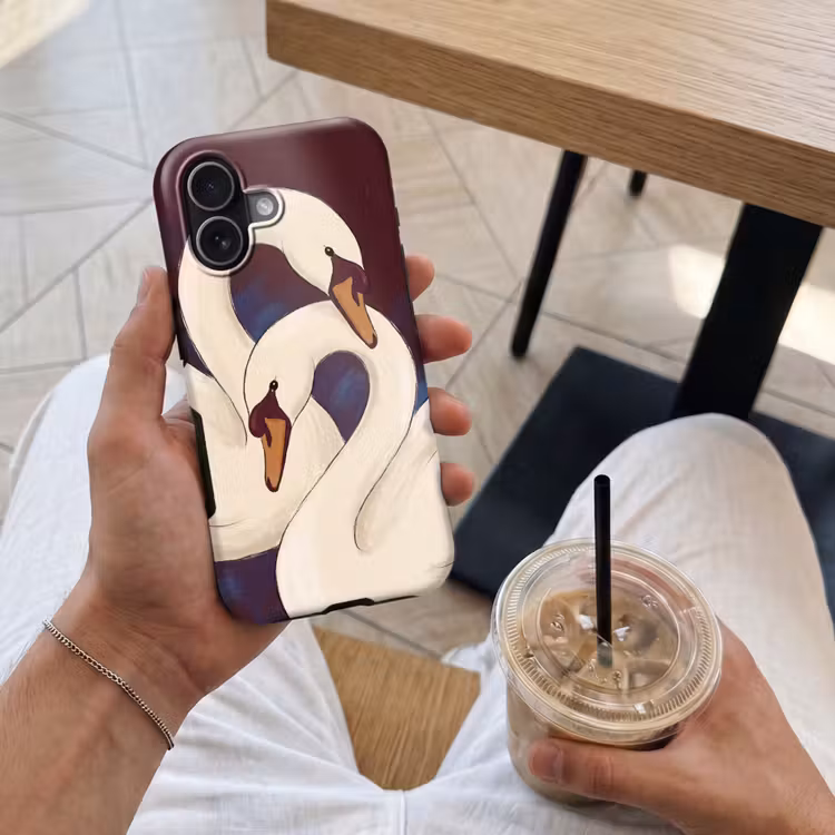Vogel - Koppel - Liefde - Abstract - Wit Toughcase MagSafe Apple iPhone 17 klein -Sfeer1M