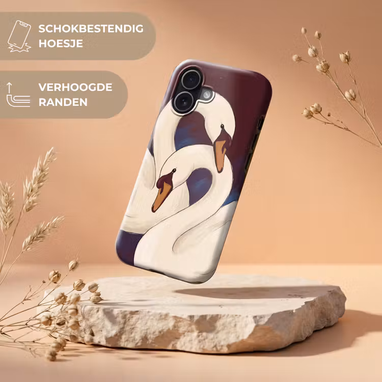 Vogel - Koppel - Liefde - Abstract - Wit Toughcase MagSafe Apple iPhone 17 klein -USP_RandenV_NL