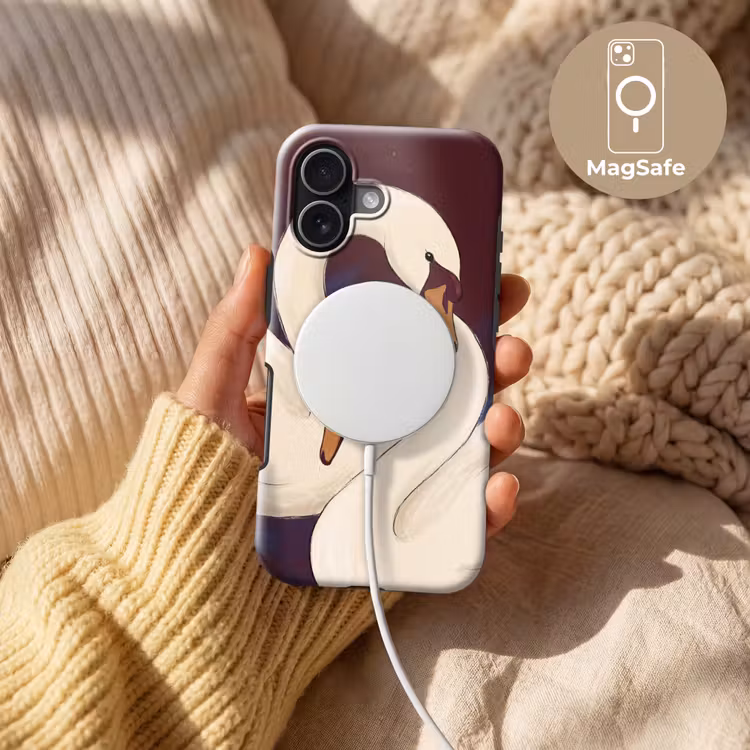 Vogel - Koppel - Liefde - Abstract - Wit Toughcase MagSafe Apple iPhone 17 klein -USP_MagsafeV