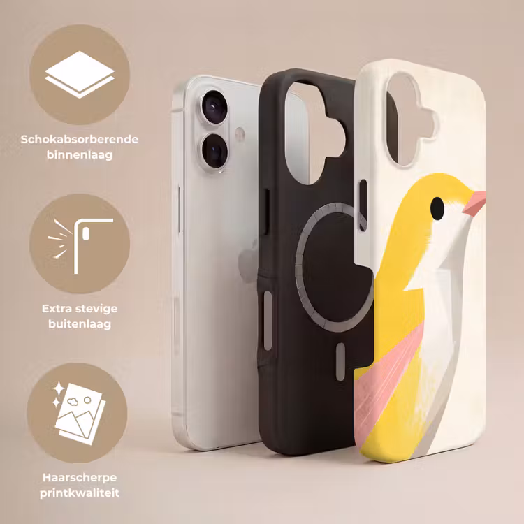 Vogel - Minimalistisch - Geel Toughcase MagSafe Apple iPhone 17 klein -USP_Lagen_NL