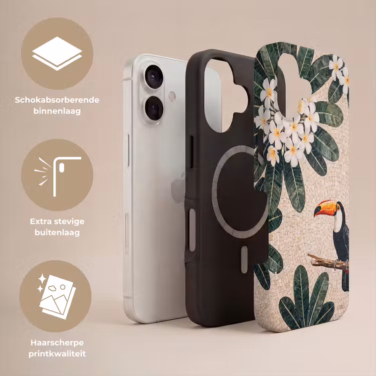 Vogel - Mozaïek - Tropisch - Natuur - Kleurrijk Toughcase MagSafe Apple iPhone 17 klein -USP_Lagen_NL