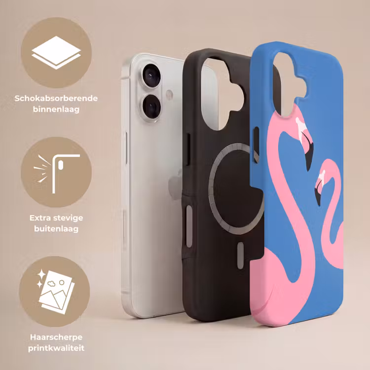 Vogel - Paar - Dieren - Modern - Roze Toughcase MagSafe Apple iPhone 17 klein -USP_Lagen_NL