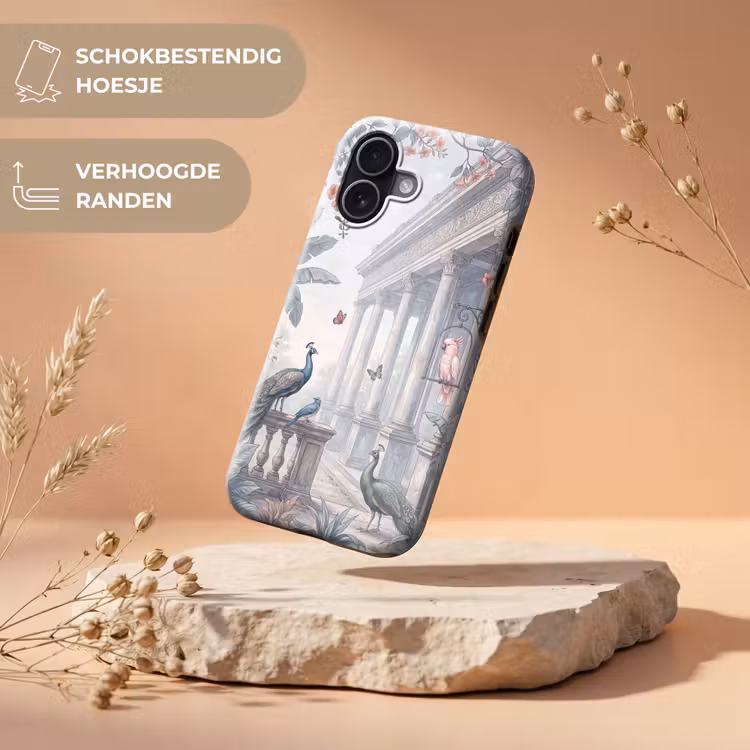 Vogel - Pauw - Architectuur - Klassiek - Groen Toughcase MagSafe Apple iPhone 17 klein -USP_RandenV_NL