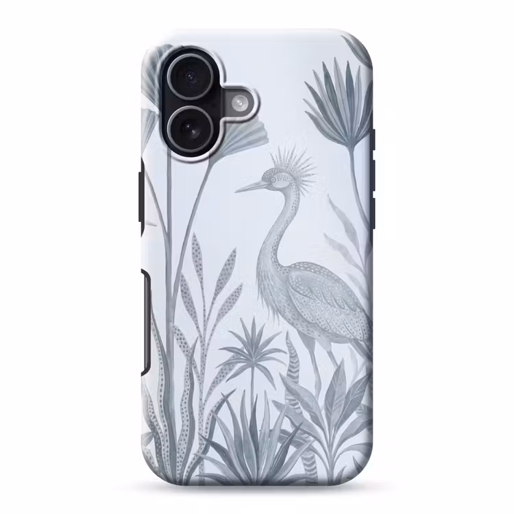 Vogel - Tropisch - Illustratie - Blauwgrijs - Natuur Toughcase MagSafe Apple iPhone 17 klein -3d