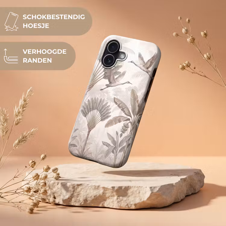 Vogel - Tropisch - Jungle - Natuur - Beige Toughcase MagSafe Apple iPhone 17 klein -USP_RandenV_NL