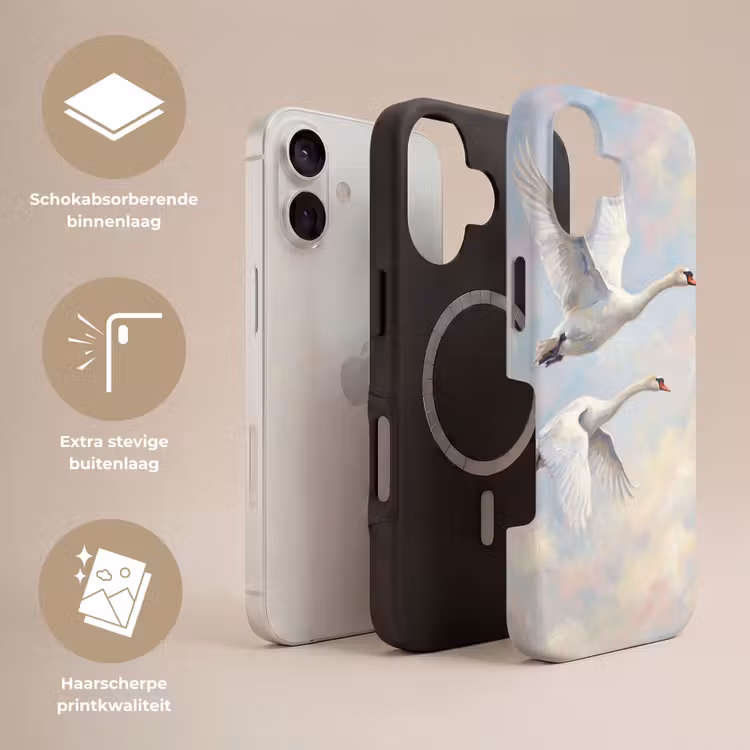 Vogel - Vliegend - Lucht - Modern - Pastel Toughcase MagSafe Apple iPhone 17 klein -USP_Lagen_NL