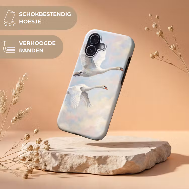 Vogel - Vliegend - Lucht - Modern - Pastel Toughcase MagSafe Apple iPhone 17 klein -USP_RandenV_NL