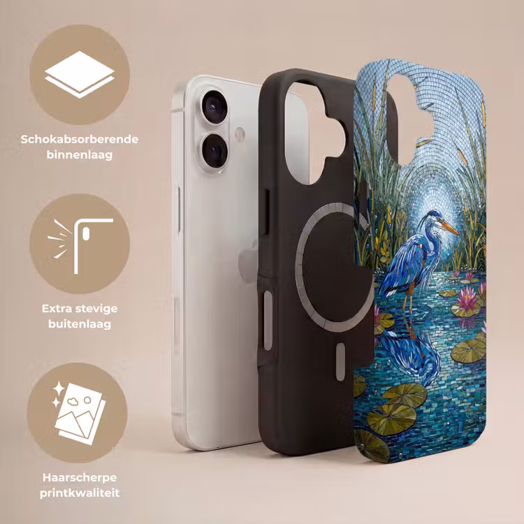 Vogel - Water - Natuur - Abstract - Blauw Toughcase MagSafe Apple iPhone 17 klein -USP_Lagen_NL