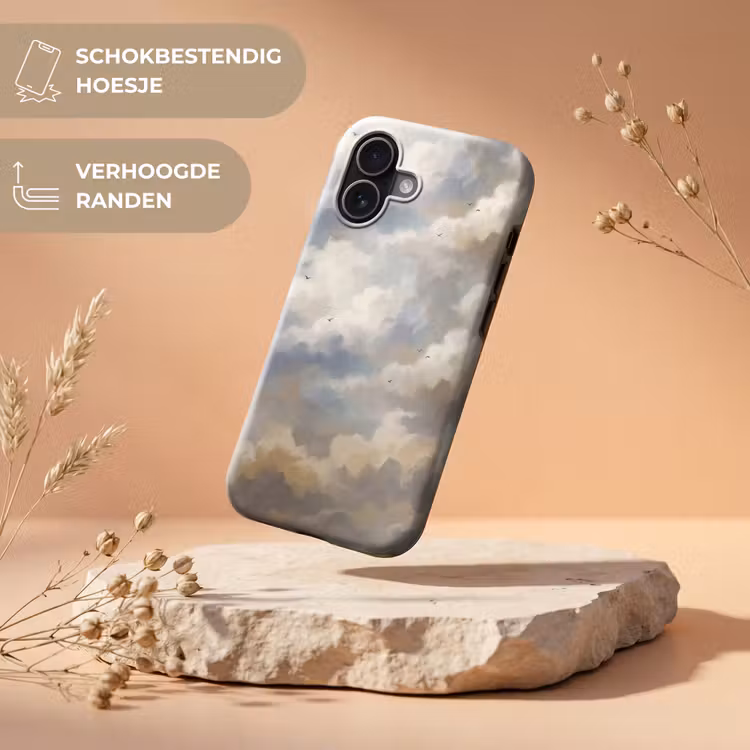 Vogel - Wolken - Natuur - Modern - Grijs Toughcase MagSafe Apple iPhone 17 klein -USP_RandenV_NL