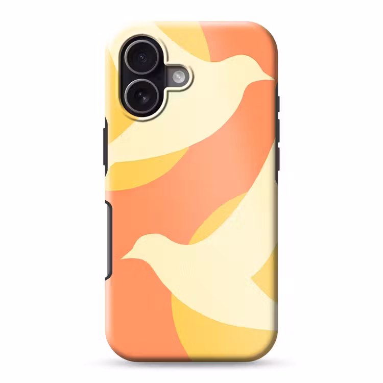 Vogels - Cirkels - Geel Toughcase MagSafe Apple iPhone 17 klein -3d