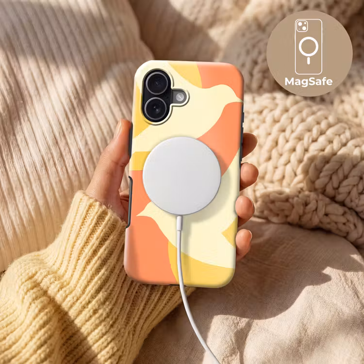 Vogels - Cirkels - Geel Toughcase MagSafe Apple iPhone 17 klein -USP_MagsafeV