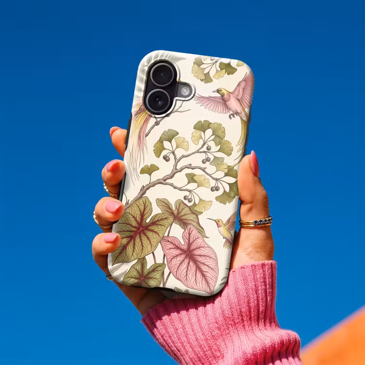 Vogels - Tropisch - Botanisch - Roze Toughcase MagSafe Apple iPhone 17 klein -Sfeer1V