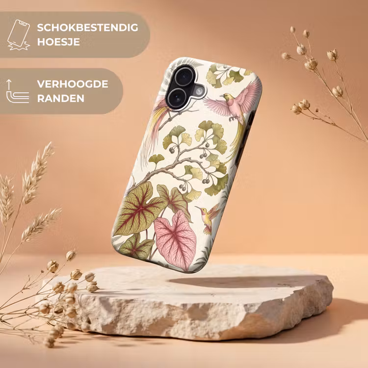 Vogels - Tropisch - Botanisch - Roze Toughcase MagSafe Apple iPhone 17 klein -USP_RandenV_NL