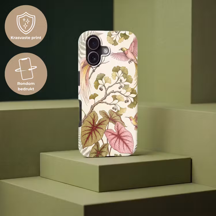 Vogels - Tropisch - Botanisch - Roze Toughcase MagSafe Apple iPhone 17 klein -USP_PrintM_NL
