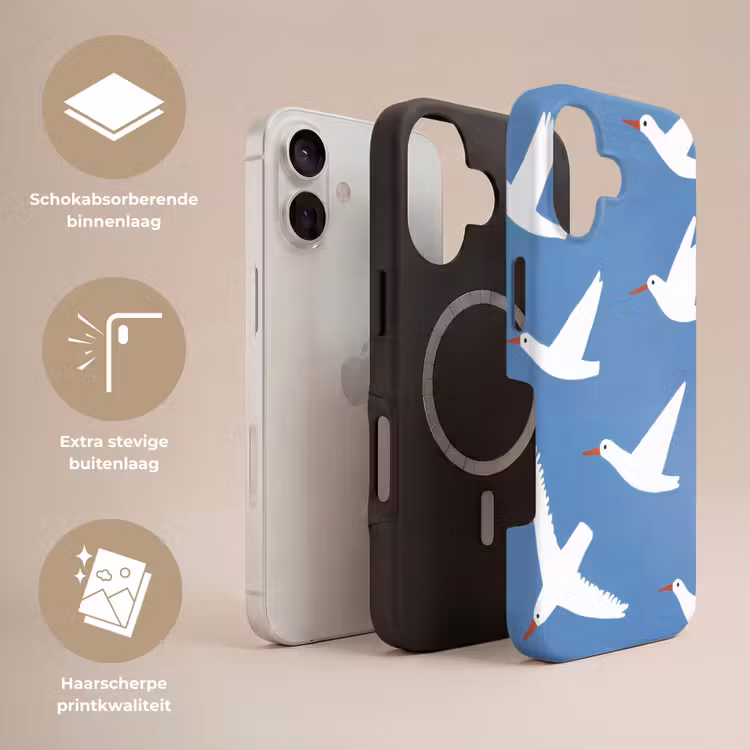 Vogels - Wit - Patroon Toughcase MagSafe Apple iPhone 17 klein -USP_Lagen_NL