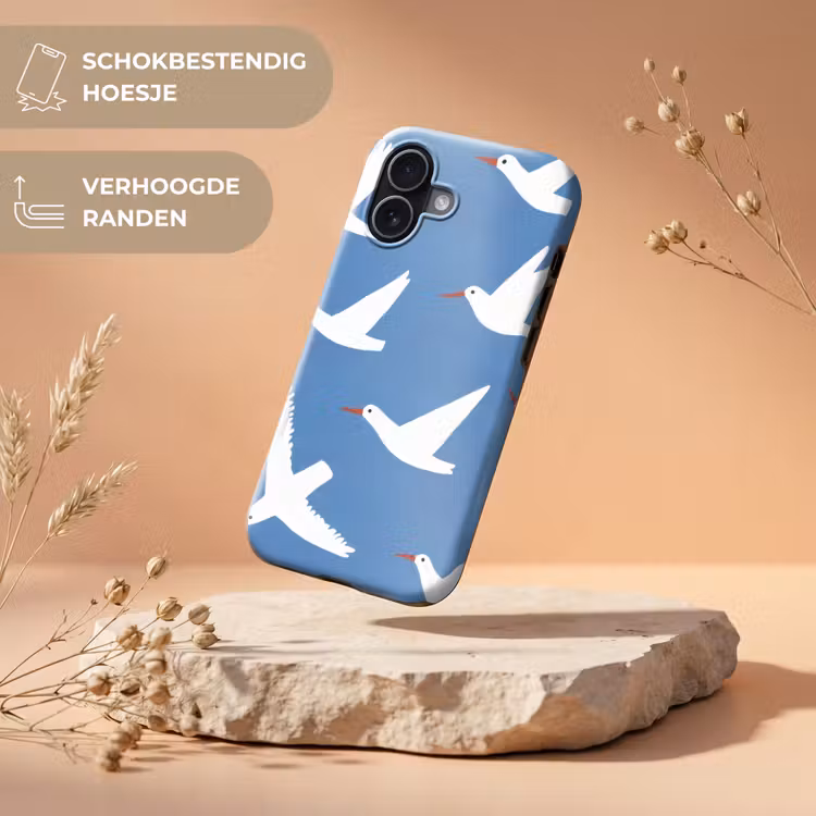 Vogels - Wit - Patroon Toughcase MagSafe Apple iPhone 17 klein -USP_RandenV_NL