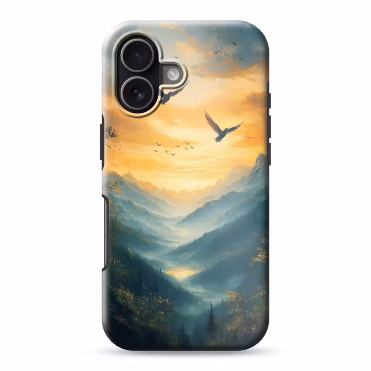Vogels - Zon - Bomen - Groen Toughcase MagSafe Apple iPhone 17 klein -3d