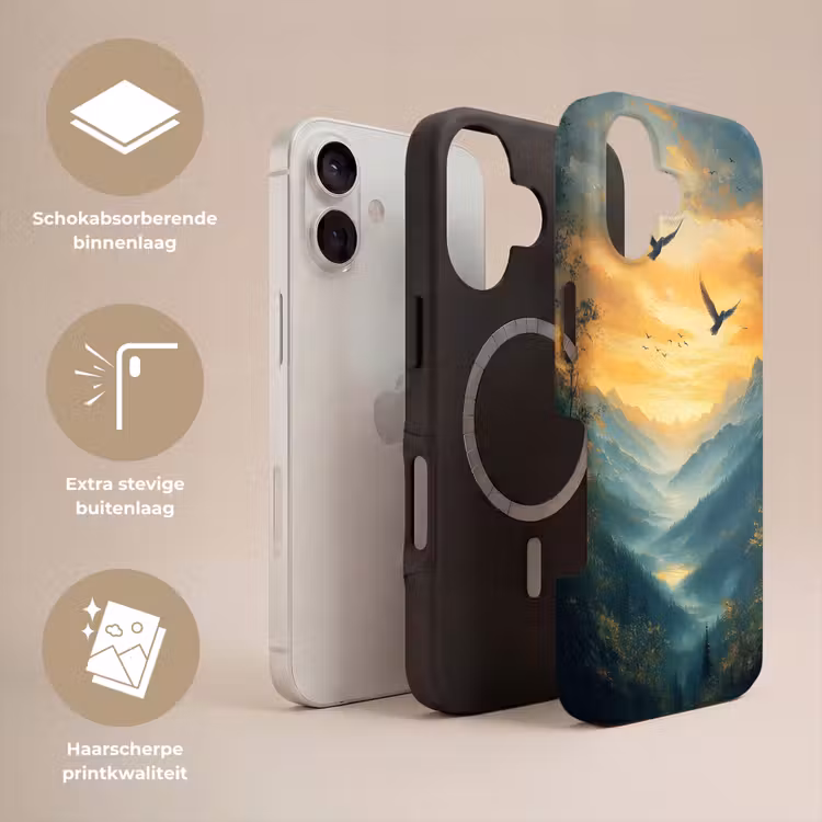 Vogels - Zon - Bomen - Groen Toughcase MagSafe Apple iPhone 17 klein -USP_Lagen_NL