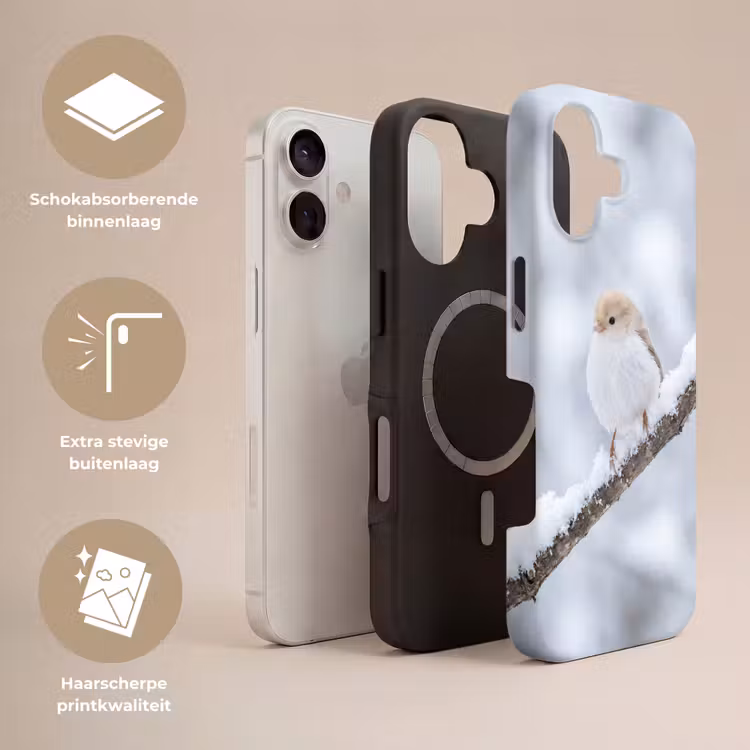 Vogeltje - Sneeuw - Tak - Winter - Zacht Toughcase MagSafe Apple iPhone 17 klein -USP_Lagen_NL