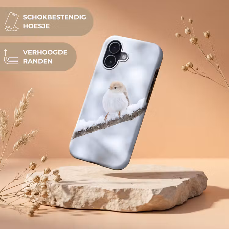 Vogeltje - Sneeuw - Tak - Winter - Zacht Toughcase MagSafe Apple iPhone 17 klein -USP_RandenV_NL