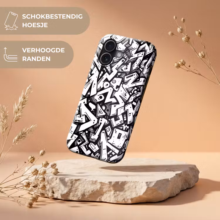 Vormen - Letters - Graffiti - Zwart Toughcase MagSafe Apple iPhone 17 klein -USP_RandenV_NL