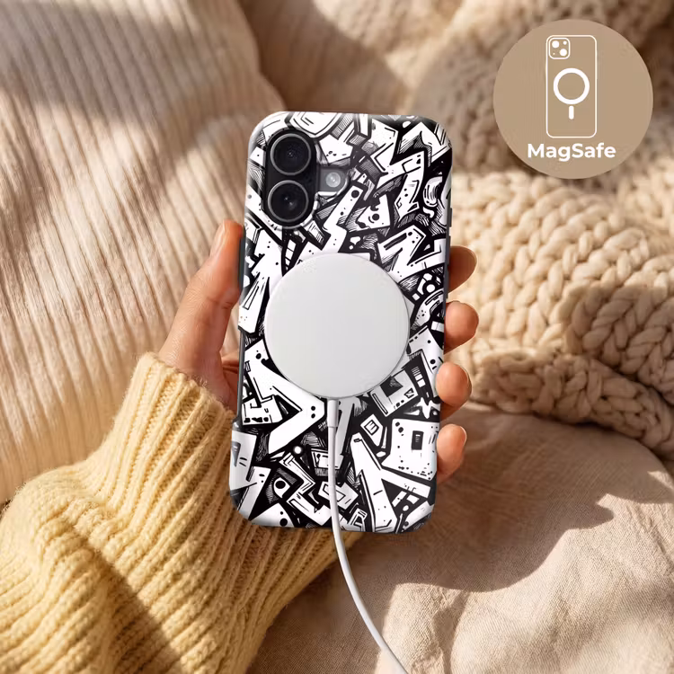 Vormen - Letters - Graffiti - Zwart Toughcase MagSafe Apple iPhone 17 klein -USP_MagsafeV