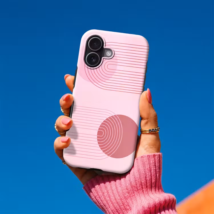 Vormen - Lijnen - Minimalistisch - Roze Toughcase MagSafe Apple iPhone 17 klein -Sfeer1V