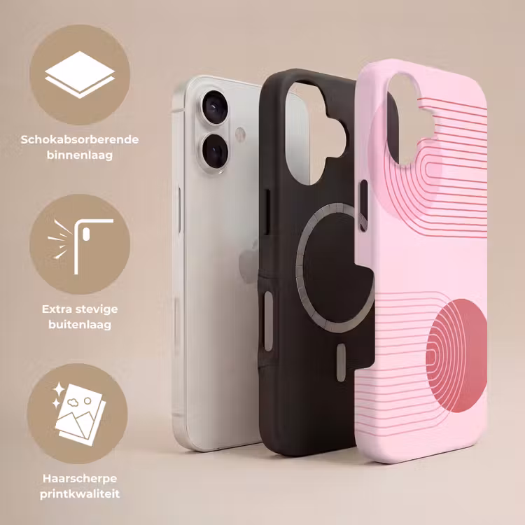 Vormen - Lijnen - Minimalistisch - Roze Toughcase MagSafe Apple iPhone 17 klein -USP_Lagen_NL