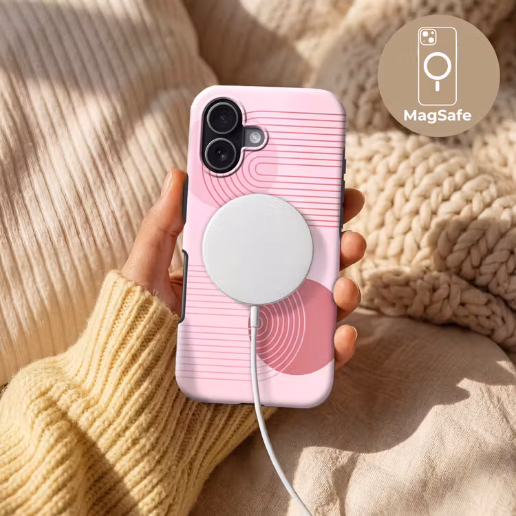 Vormen - Lijnen - Minimalistisch - Roze Toughcase MagSafe Apple iPhone 17 klein -USP_MagsafeV